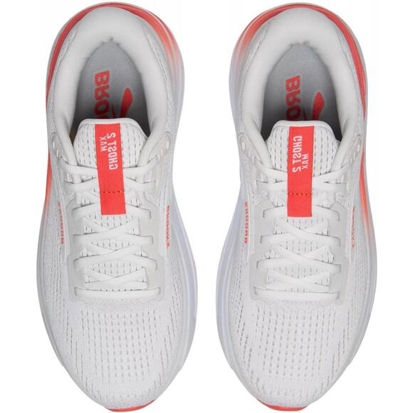 Brooks Ghost Max 2 Running Shoe White Hot coral Orange Women Size 8 - Picture 4 of 9